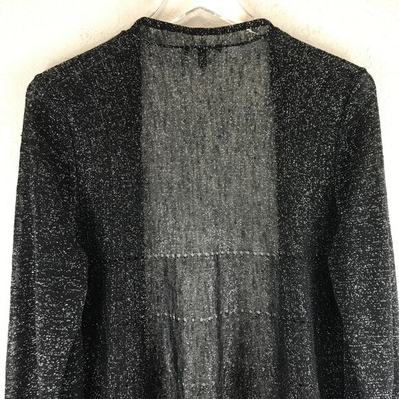 Eileen Fisher Linen Blend Metallic Open Front Sheer Cardigan Lagenlook Size M - Picture 5 of 10